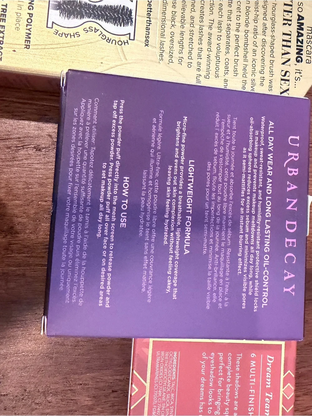 Urban Decay, Merit lippy, Too faced mascara, Laura Geller eye shadow palette